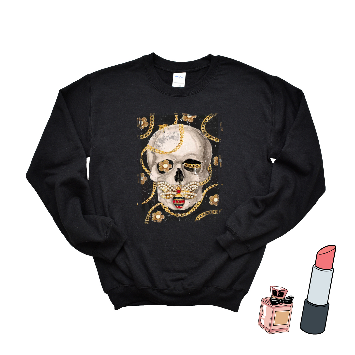 Bee & Skull Graphic Crew Neck Sweater