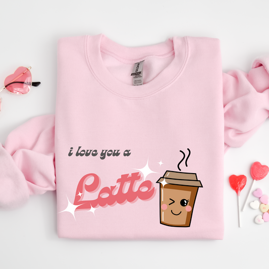 I Love You A Latte Crew Neck Graphic Sweater