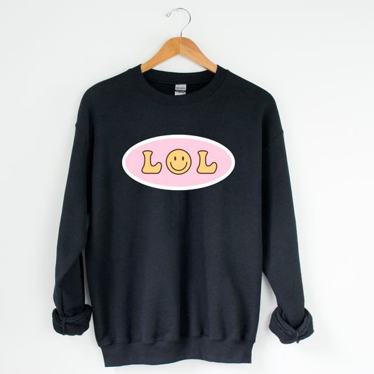 LOL Smiley Crew Neck Graphic Sweater