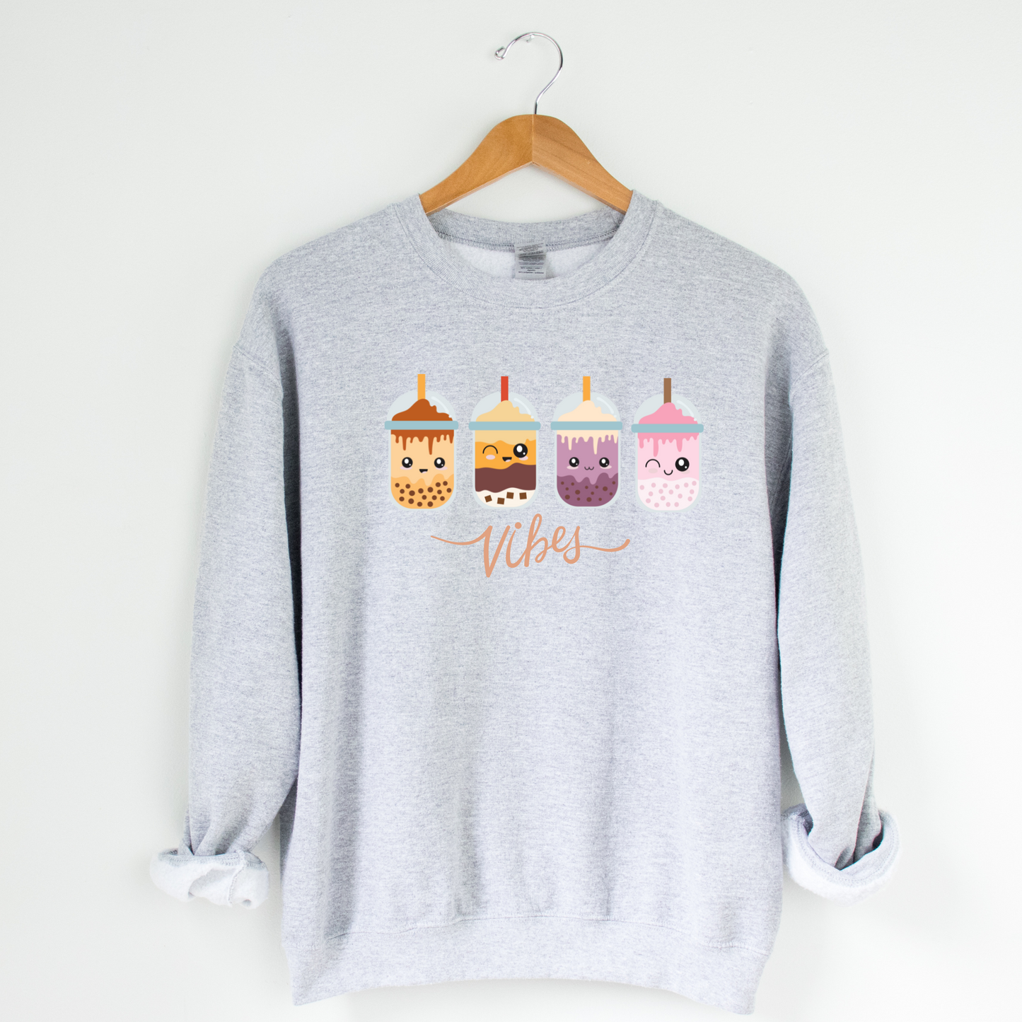 Bubble Tea Vibes Crew Neck Graphic Sweater