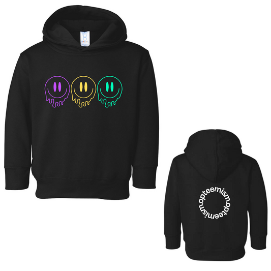 Multicolor Drippy Smiley Kids Graphic hoodie