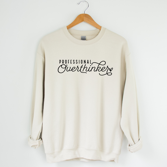 Professional Overthinker Crew Neck Graphic Sweater With Opteemism Logo