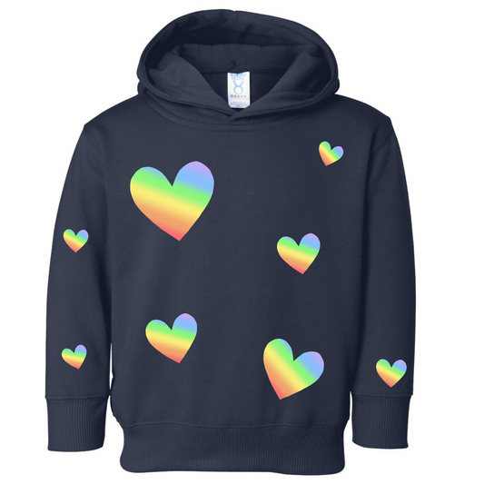 Rainbow Hearts Kids Graphic Hoodie