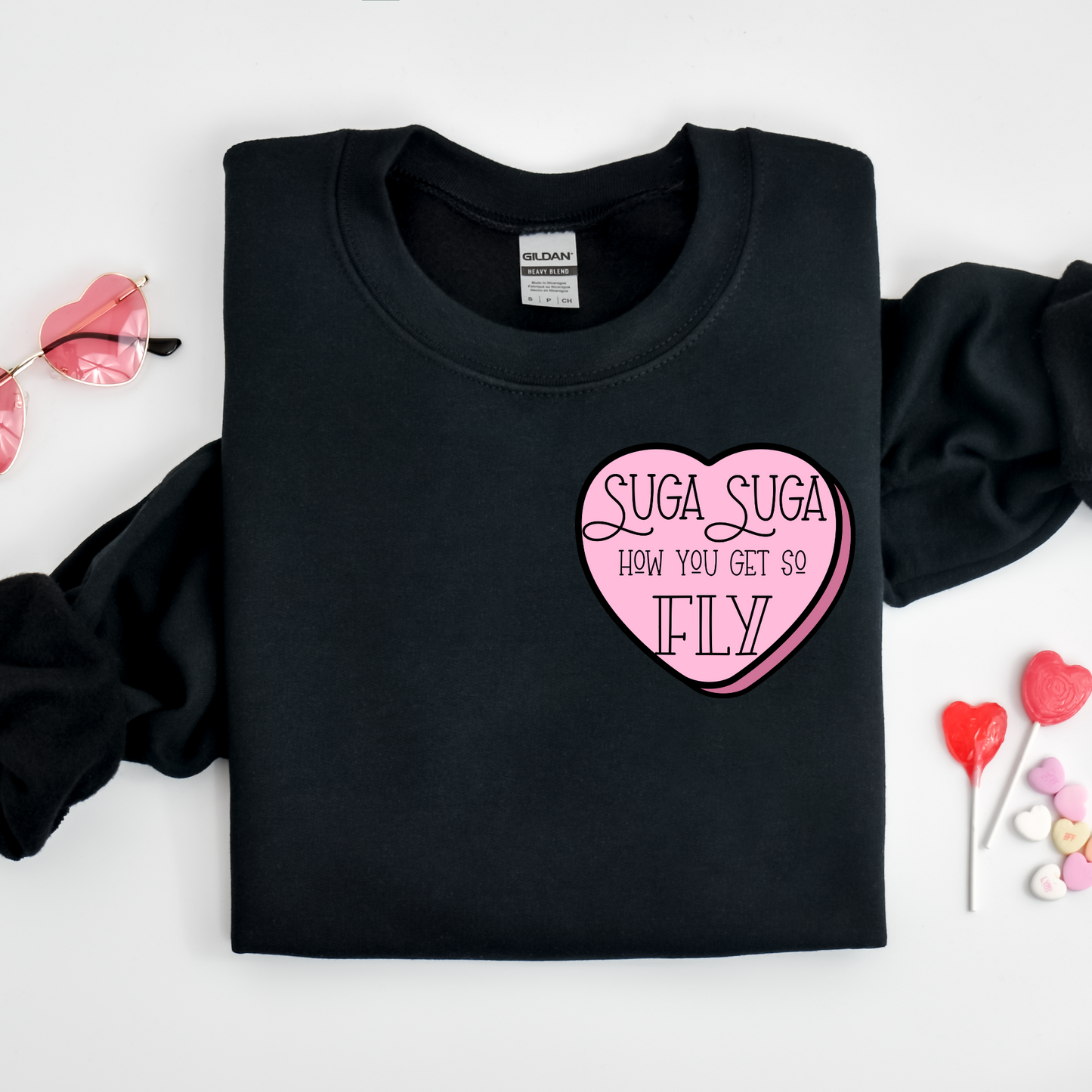 Suga Suga How You Get So Fly Crew Neck Graphic Sweater